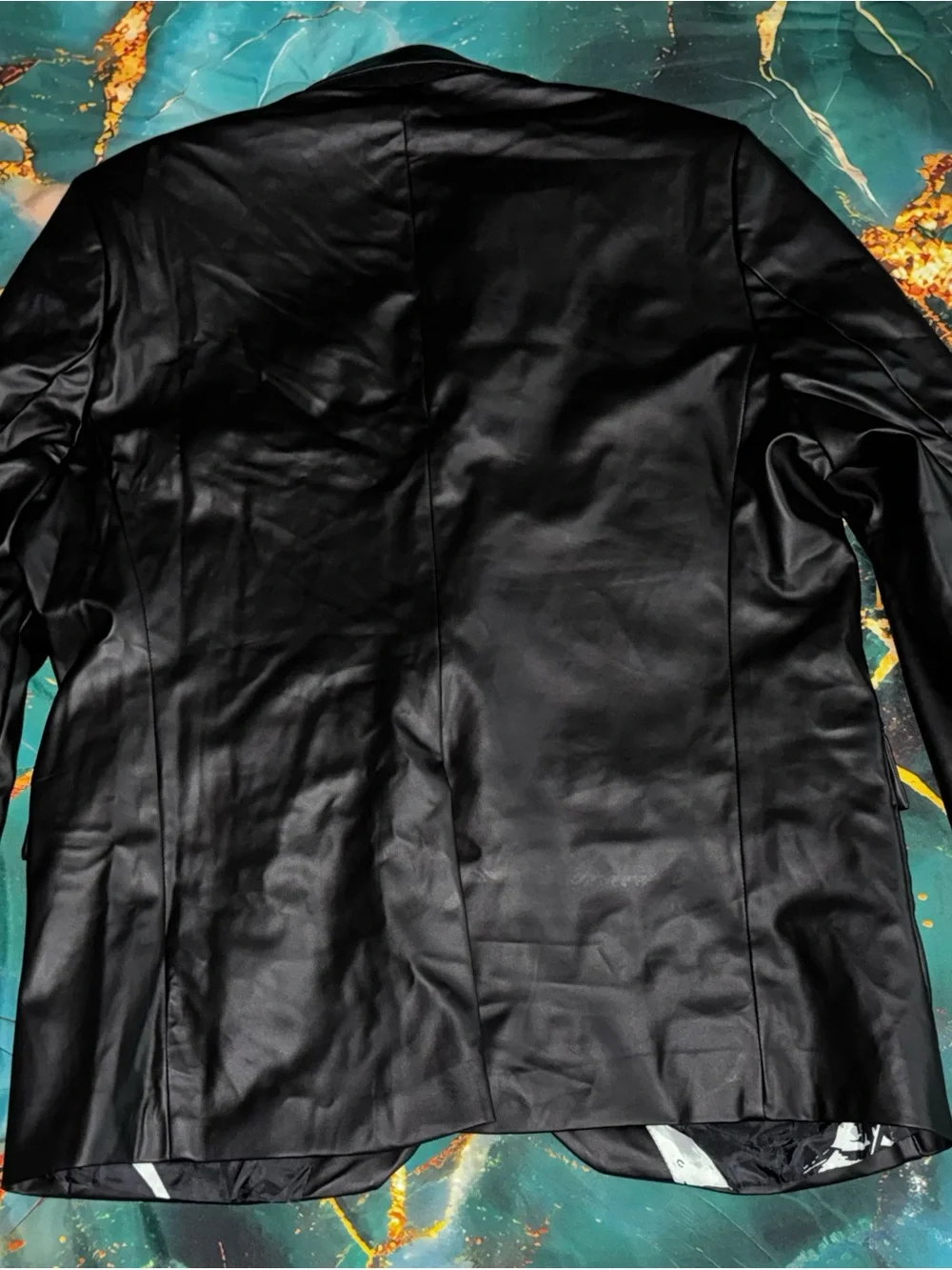 Boohoo Black Faux Leather Blazer Sport Coat